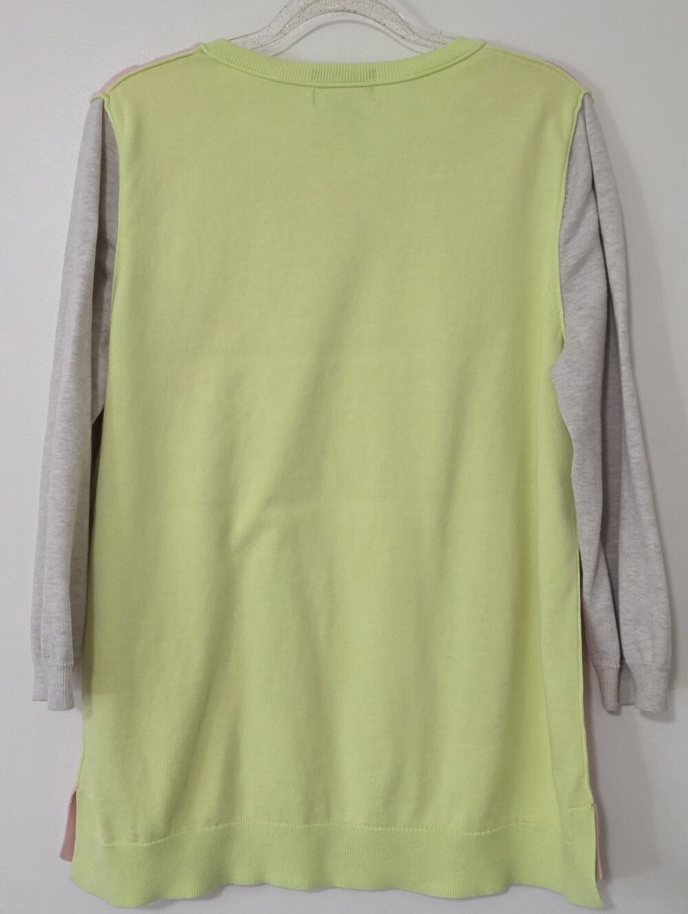 Lands' End Colorblock Pastel Supima Cotton Sweater Preppy Soft Girl Layer Large - Picture 2 of 8